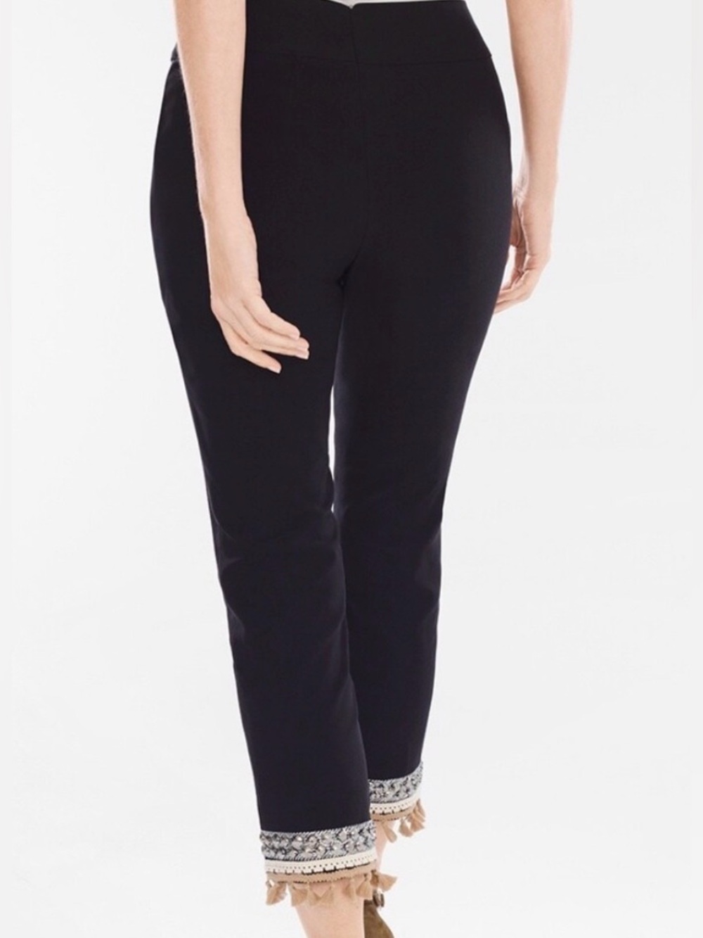 Chico's So Slimming ankle pants w/ tassel & beaded hem - size US M/8 (Chico’s 1) - Picture 2 of 9